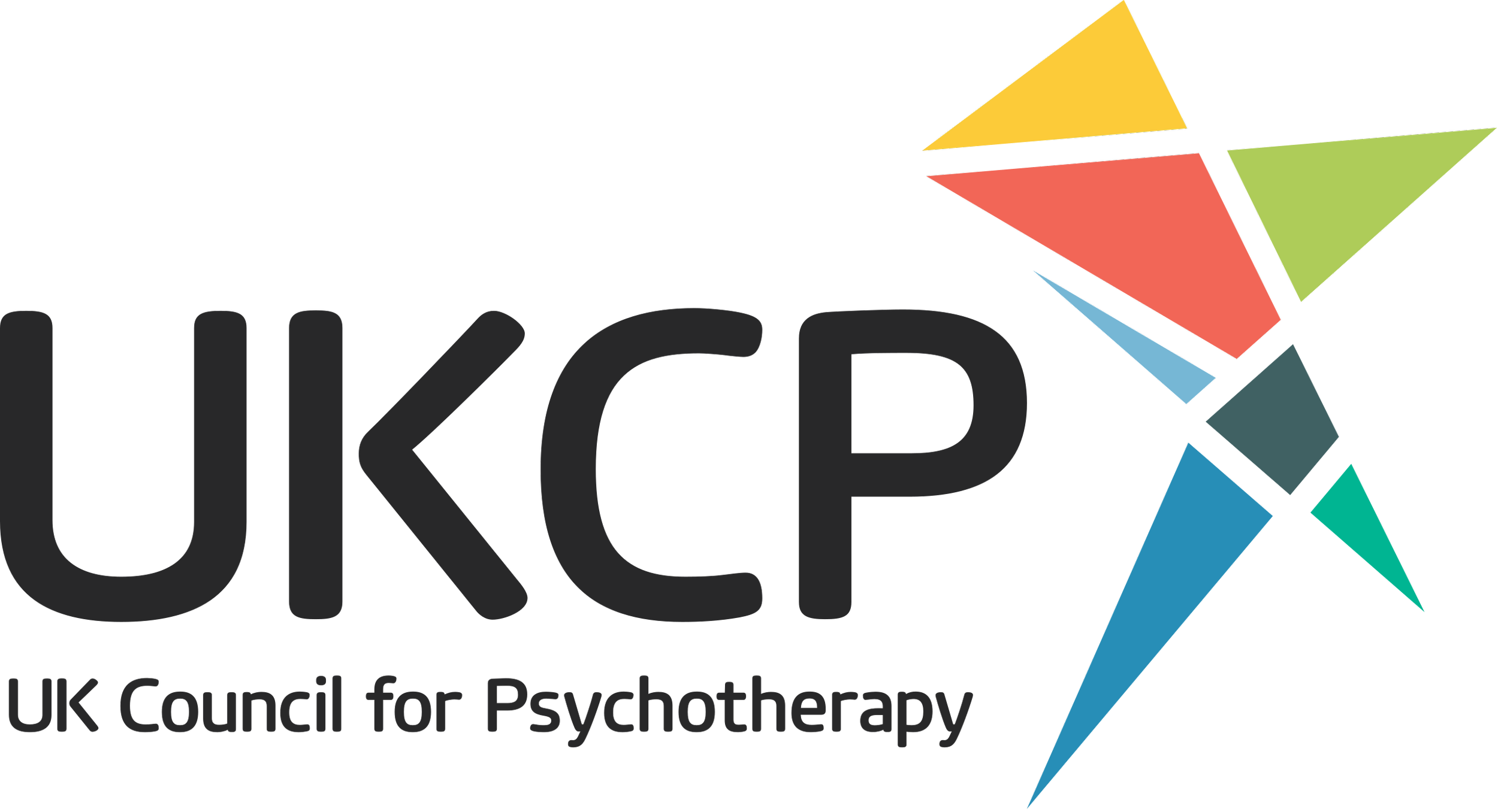 UKCP logo with stylized multicolored star and text 'UKCP' and 'UK Council for Psychotherapy' underneath.