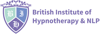 British Institute of Hypnotherapy & NLP logo, featuring a shield with 'B', 'I', and 'H' initials and purple text