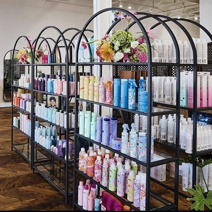 The retail wall at Clark & Company Salon, 1130 Dragon Street