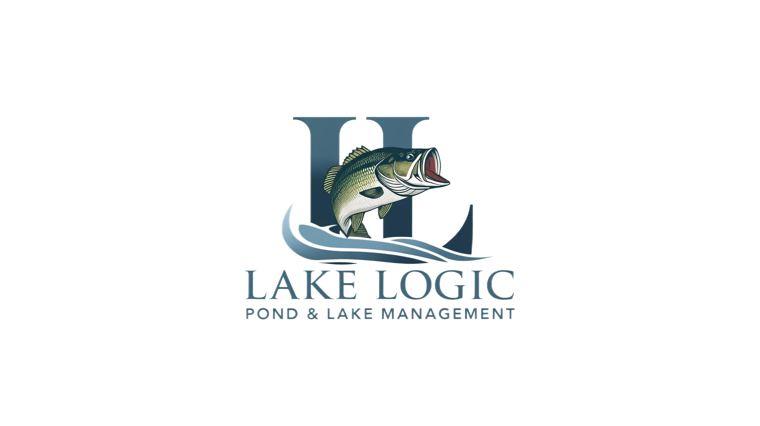 Logo for Lake Logic Pond & Lake Management featuring a fish jumping out of water.