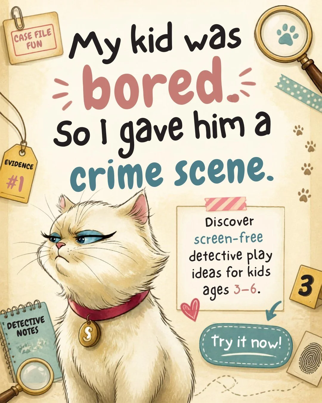 Bored kids don&rsquo;t always need another screen. Sometimes they just need a mystery. 🔎🐾

A suspicious clue. A strange little problem. A reason to look closer, ask questions, and use that enormous kid imagination.

That&rsquo;s the whole spirit be
