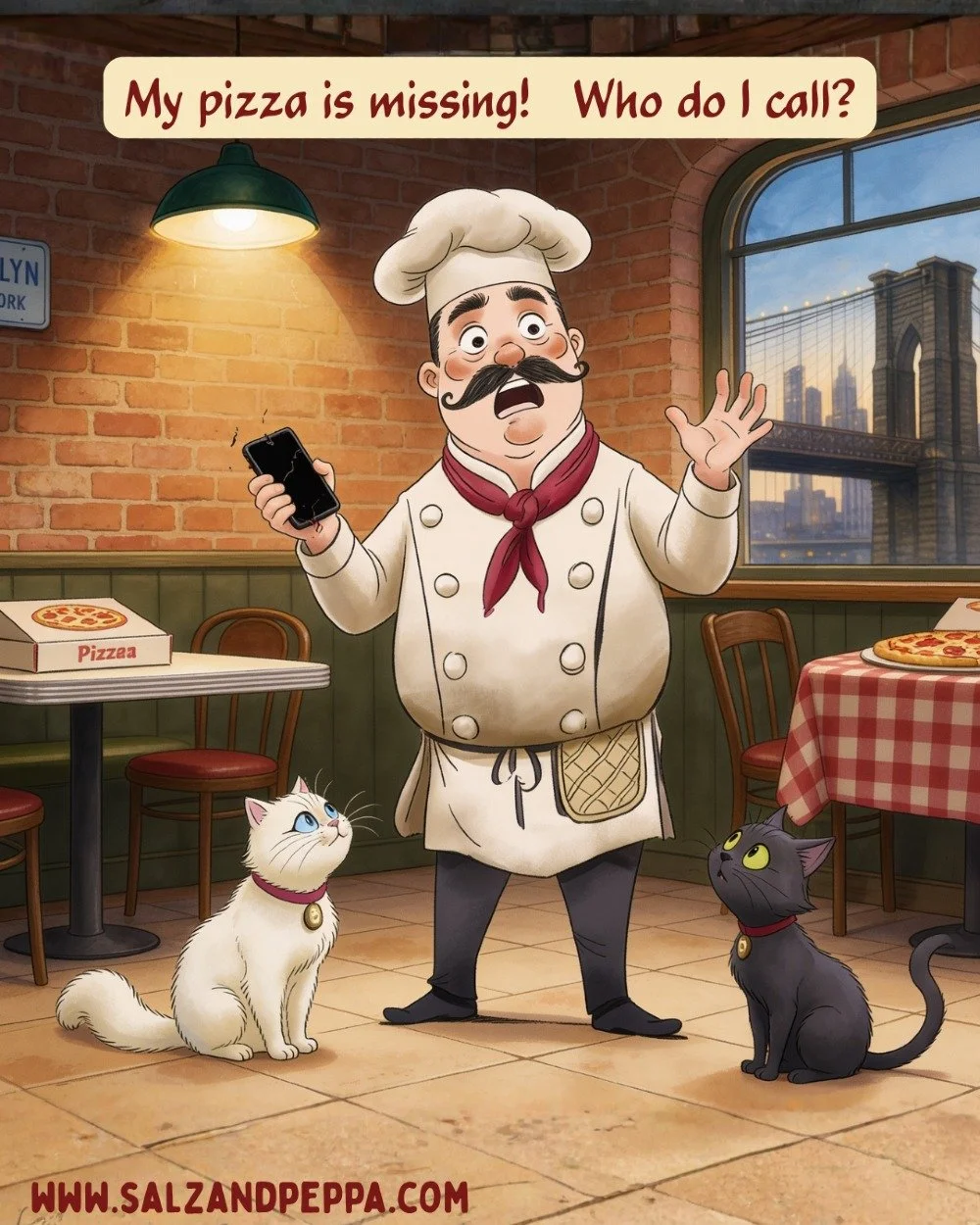 🍕 PIZZA EMERGENCY! 🍕

Chef Antonio&rsquo;s special pizza has vanished.

Fortunately, two very determined detectives happen to live upstairs. 🔎🐾

Unfortunately, one of them is Peppa, who adores pepperoni pizza.🍕🐾

Follow Salz &amp; Peppa as they