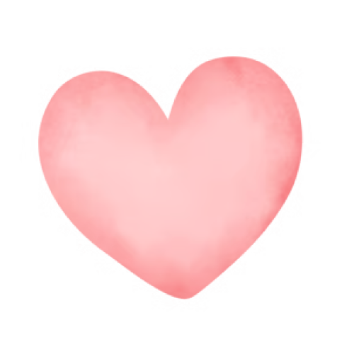 Pink heart-shaped watercolor painting.