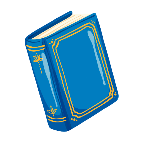 A blue hardcover book with gold embellishments and no visible text.