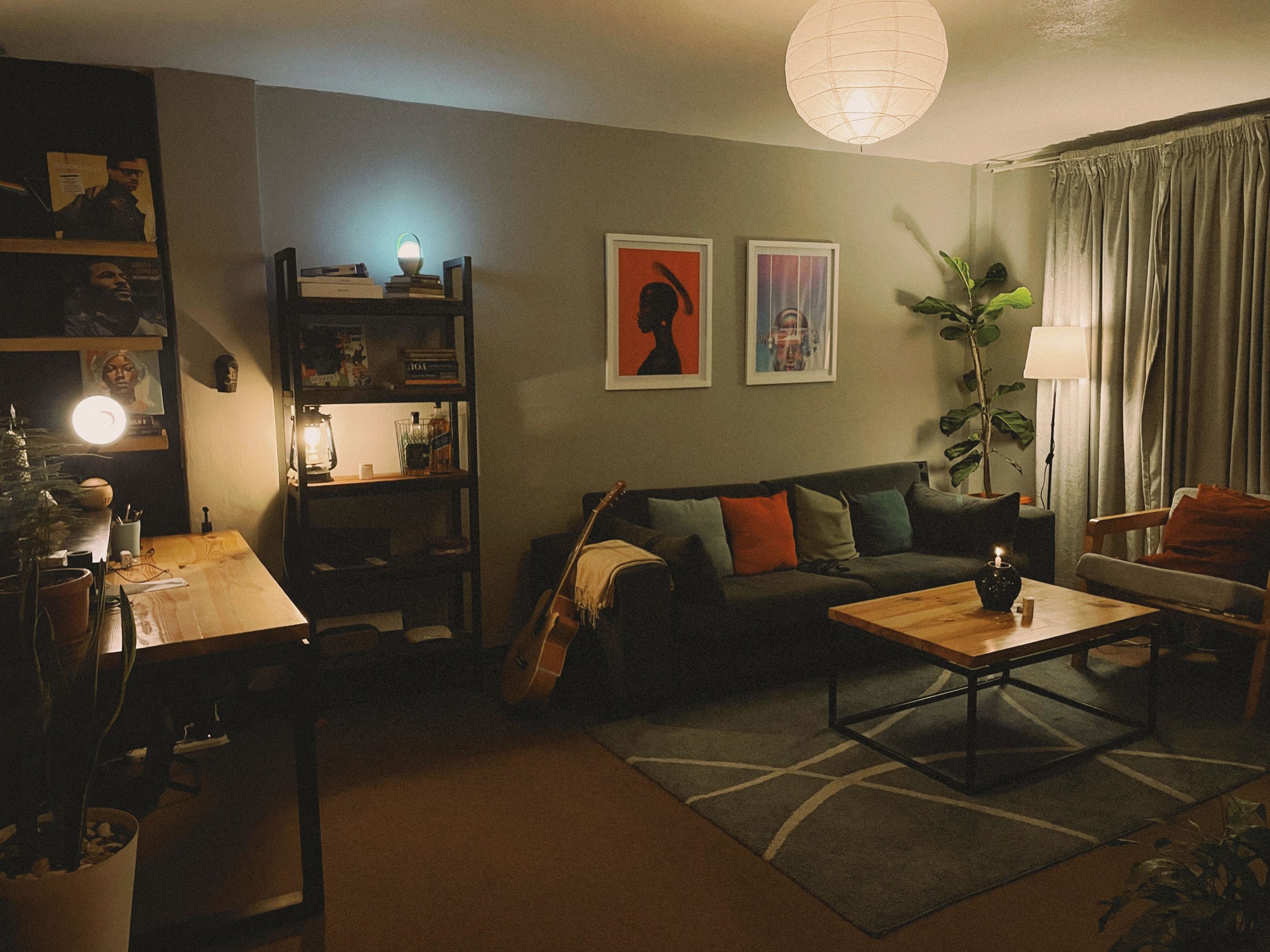 dim lights cozy fall home | The Sectional
