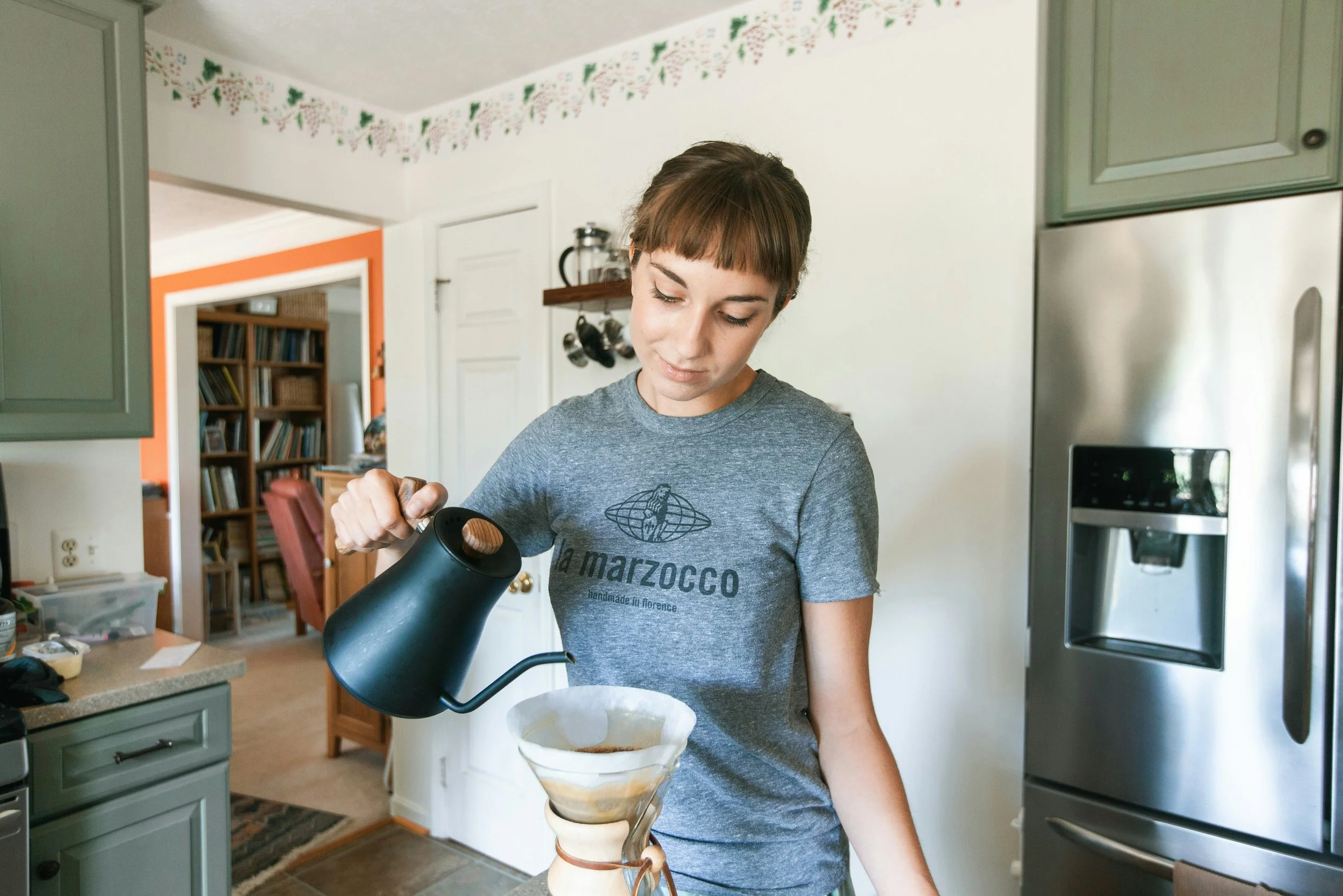 woman making coffee, pour over, friction-maxxing