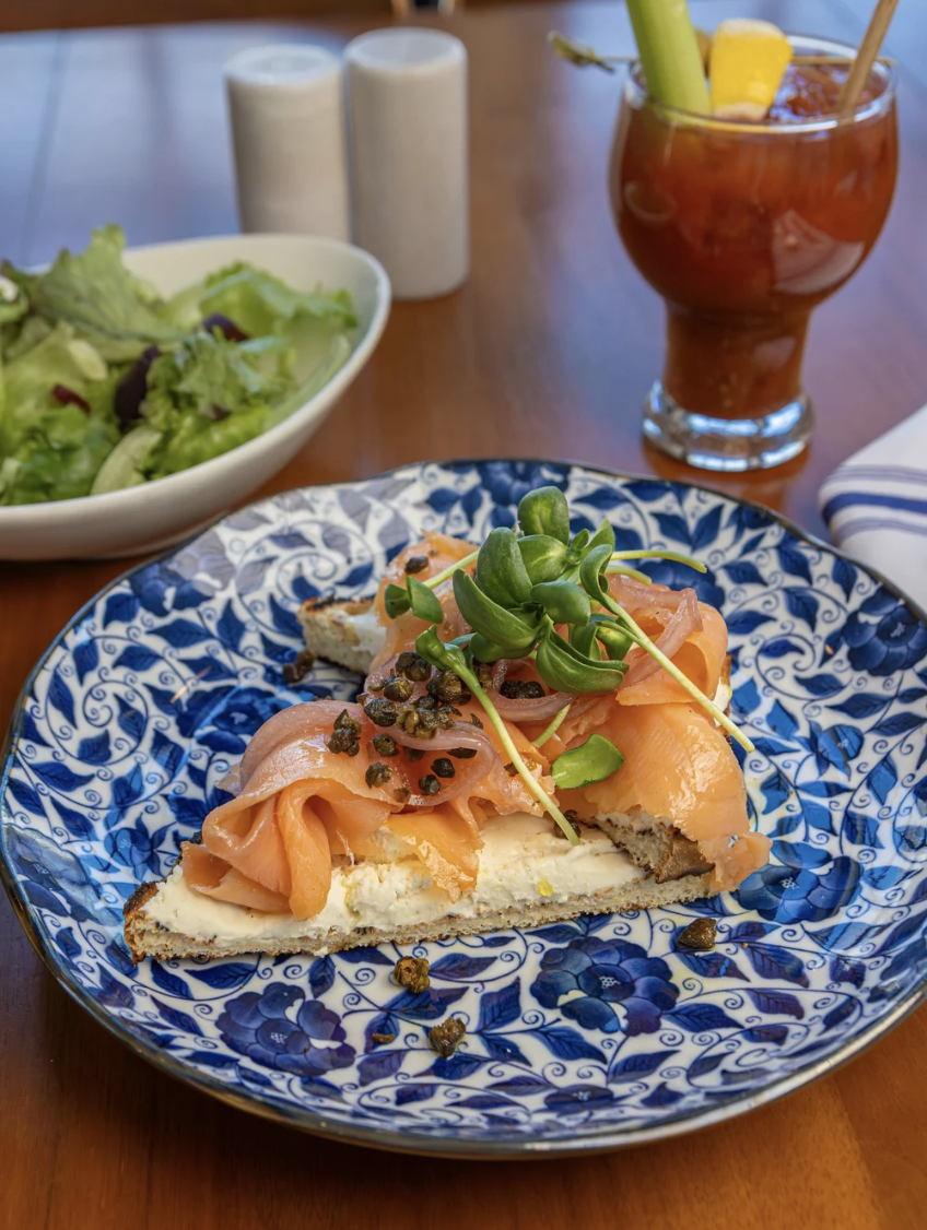 A plate of smoked salmon for brunch at Curate Cafe