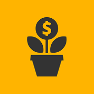 icon of a flower with a dollar sign icon