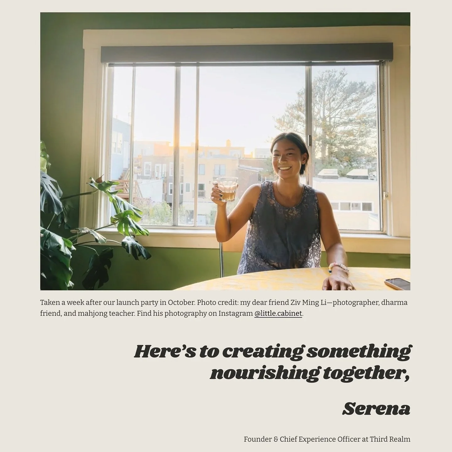 Launched our blog ✨Into the Realm✨ on our website this week! Take a peek into the making of Third Realm&hellip;

Hi, I&rsquo;m Serena 👋🏼 Founder &amp; Chief Experience Officer at Third Realm. Some people have asked me how I decided to leave the tec