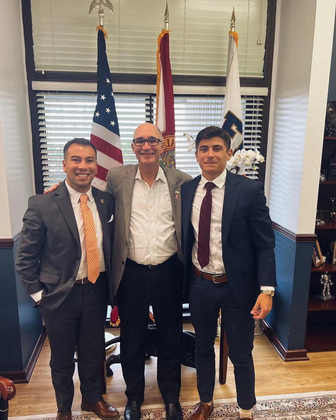 Andy Herrera and Jaiden Rutrick with Former FIU President, Kenneth Jessell.