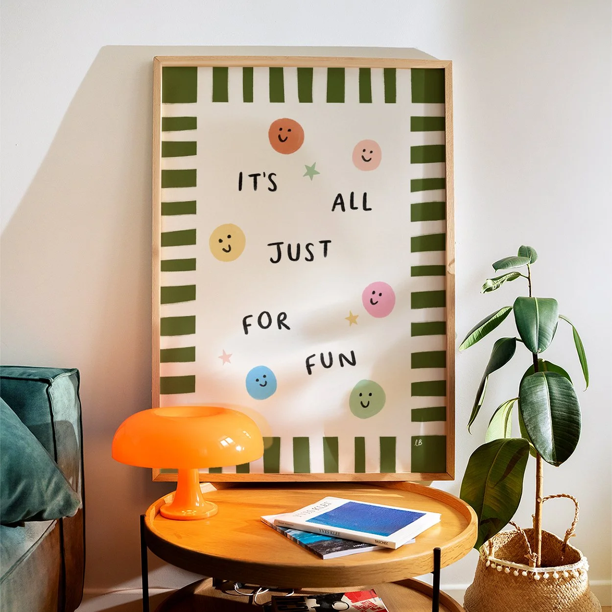HAPPY SMILEY WALL ART_TRENDY STRIPED BORDER_JUST FOR FUN_KITCHEN POSTER.jpg
