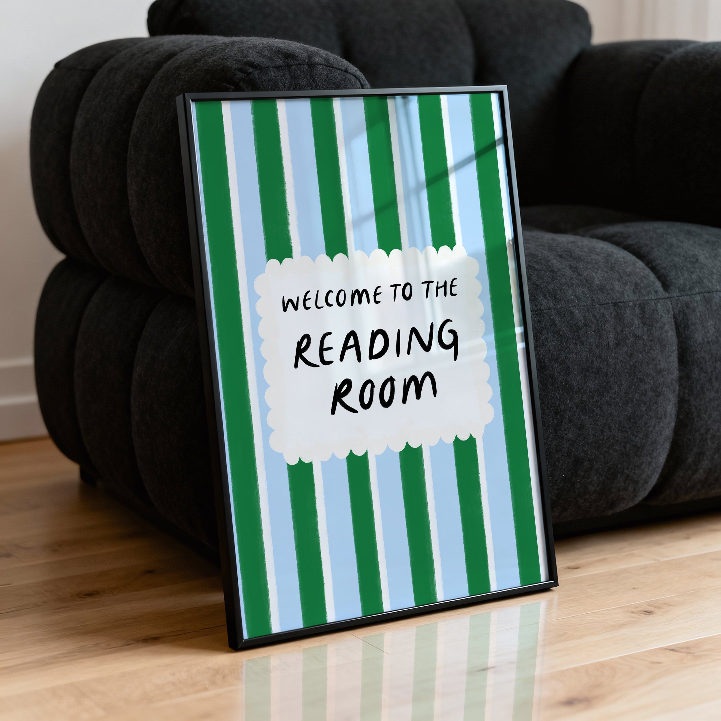 books poster reading print striped wall art blue green.jpg