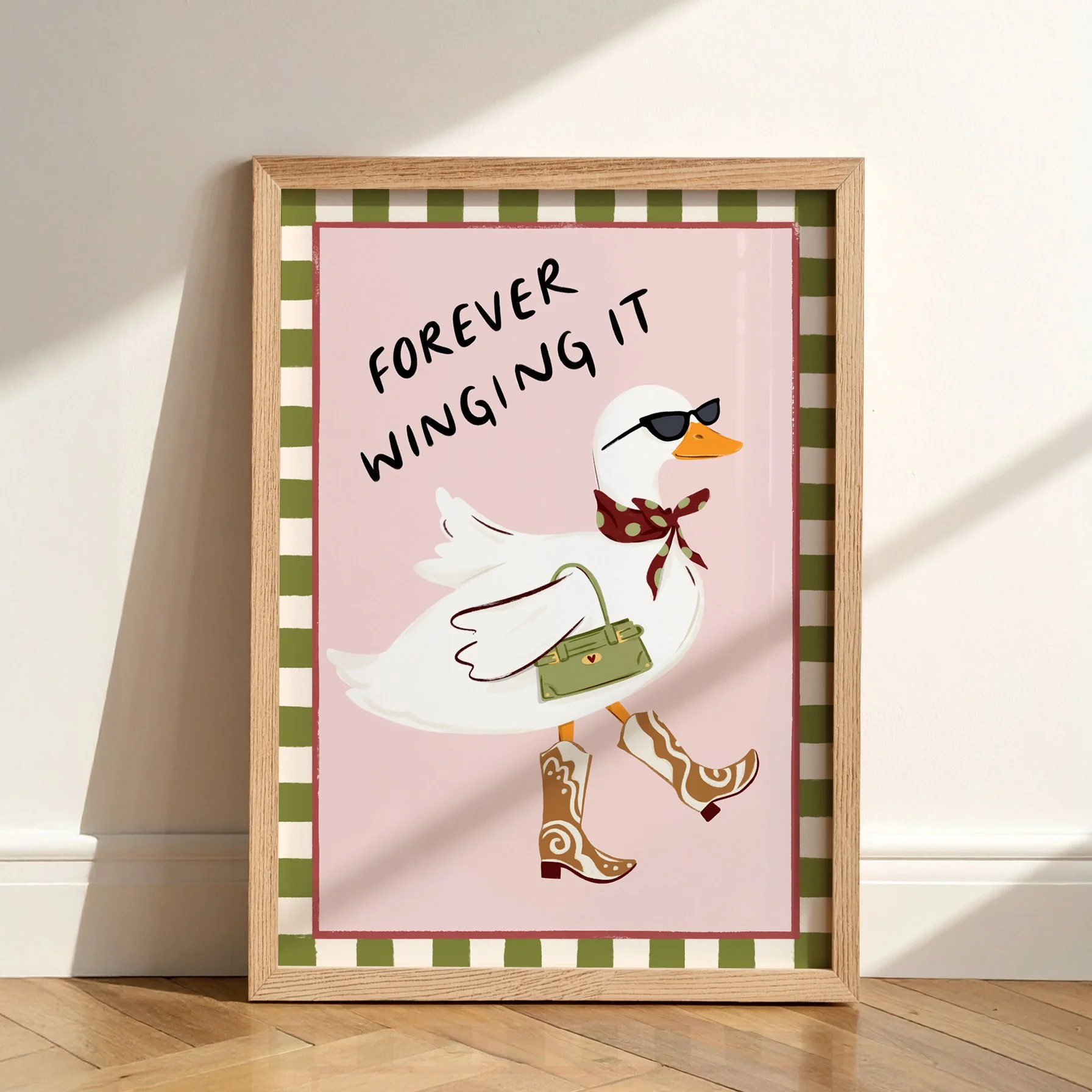 silly goose wining it print funny art.jpg