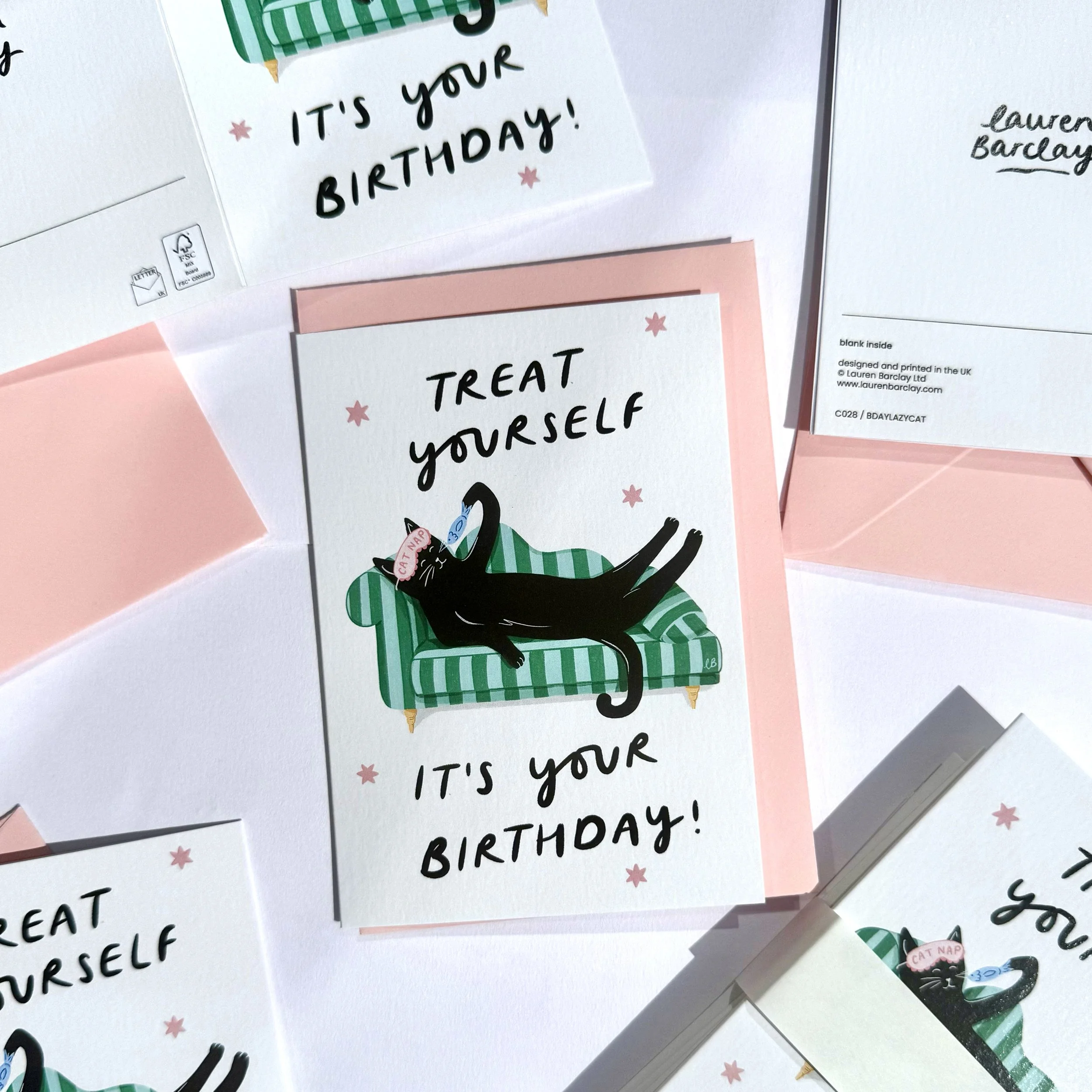 funny cat birthdya card treat yourself.jpg
