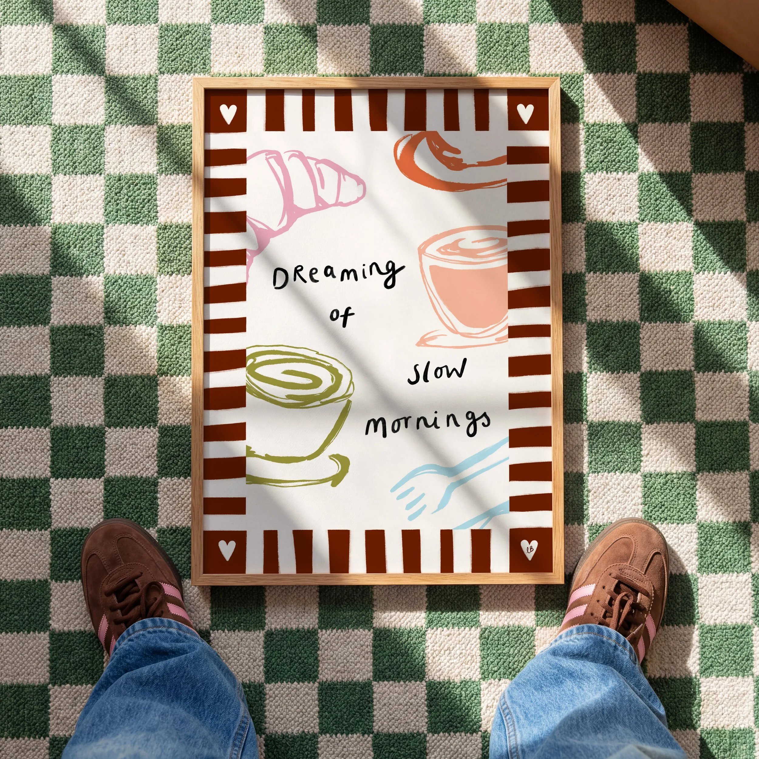 SLOW MORNINGS ART BRUNCH KITCHEN POSTER COFFEE CROISSANT COSY VIBES.jpg