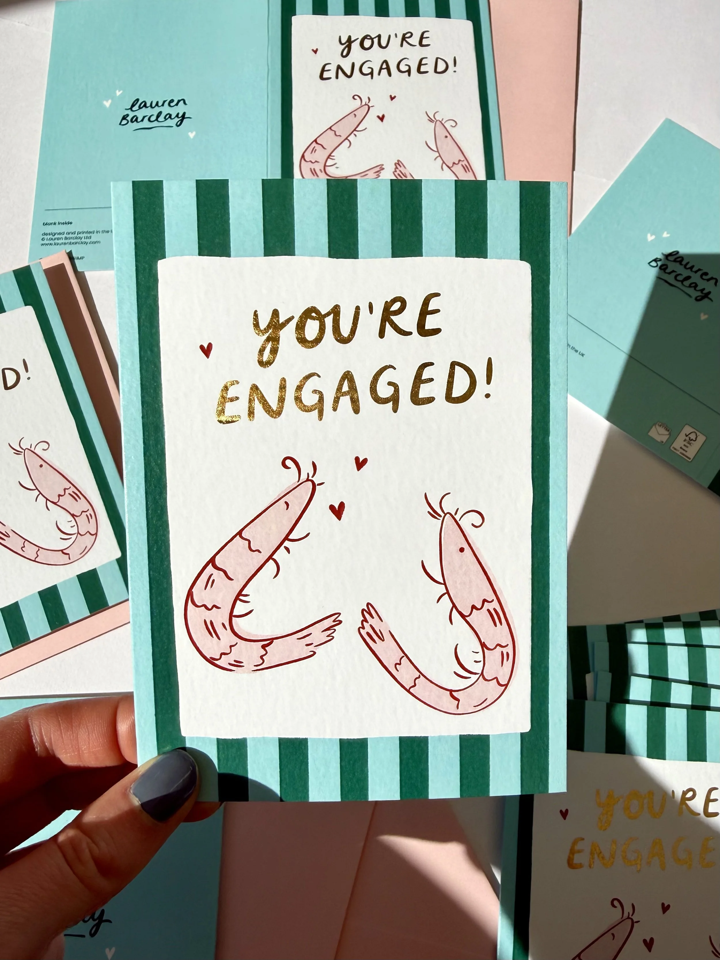 you're engaged cute shrimp card