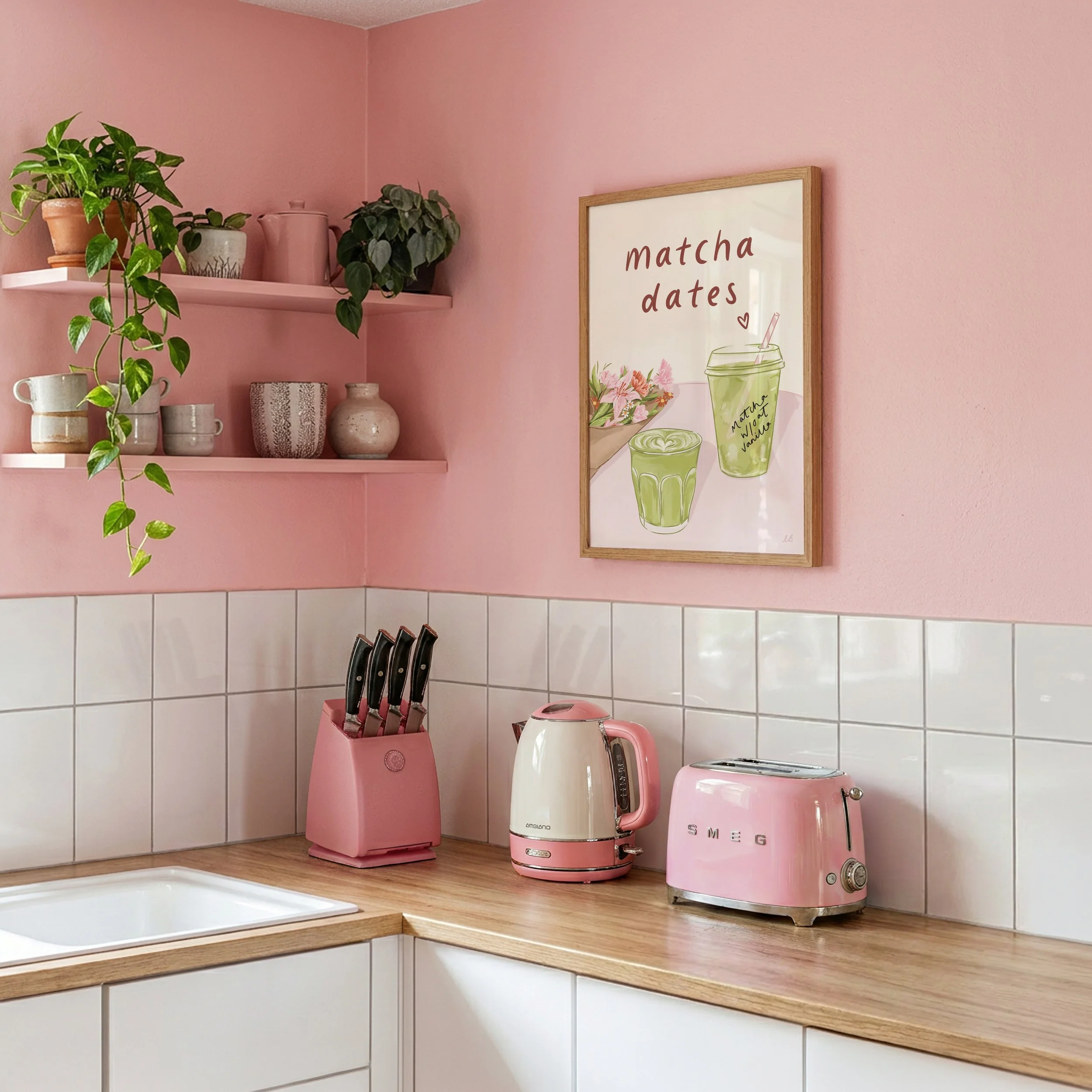 kitchen trendy wall art pink poster matcha station decor.jpg
