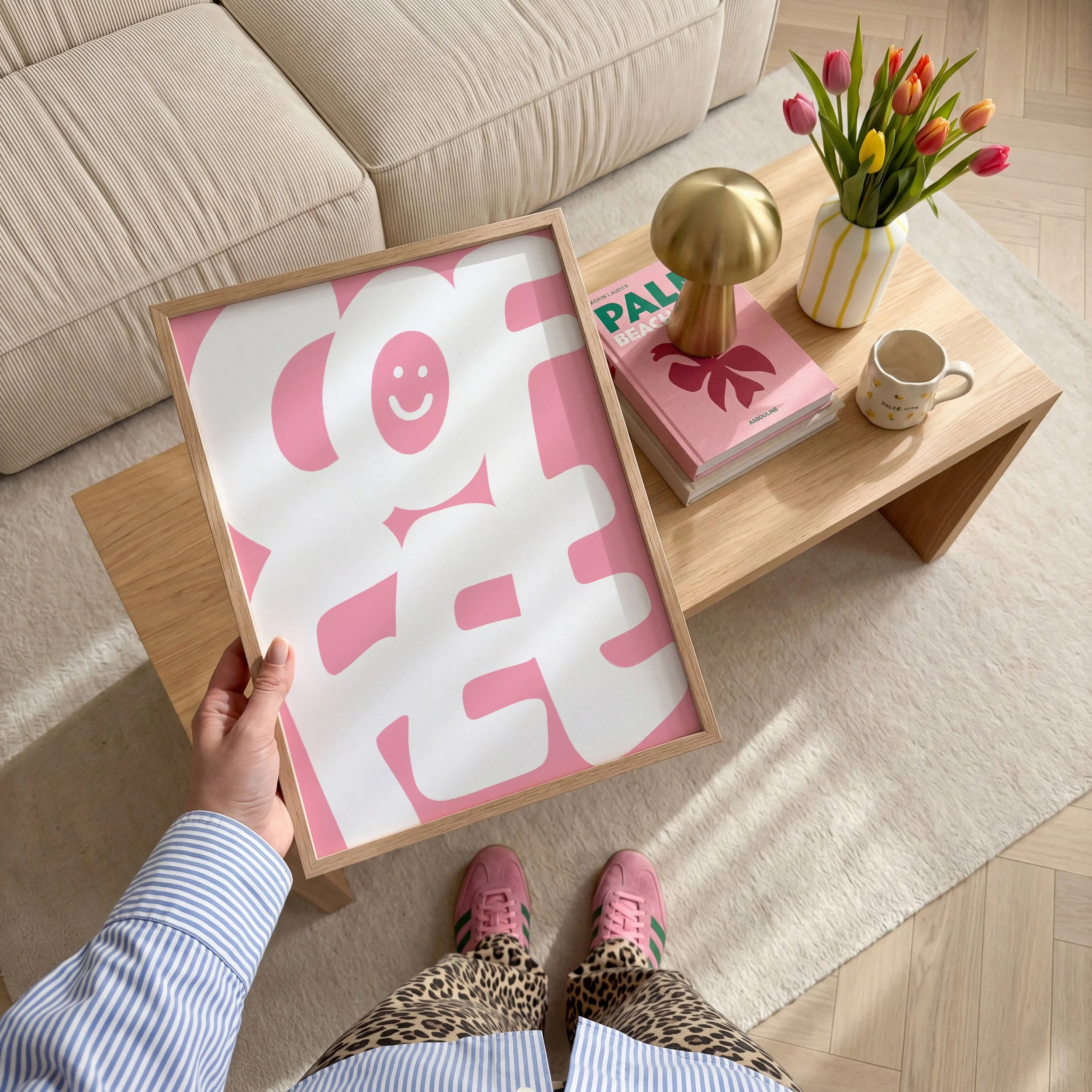 PINK COFFEE PRINT KITCHEN ART CUTE.jpg
