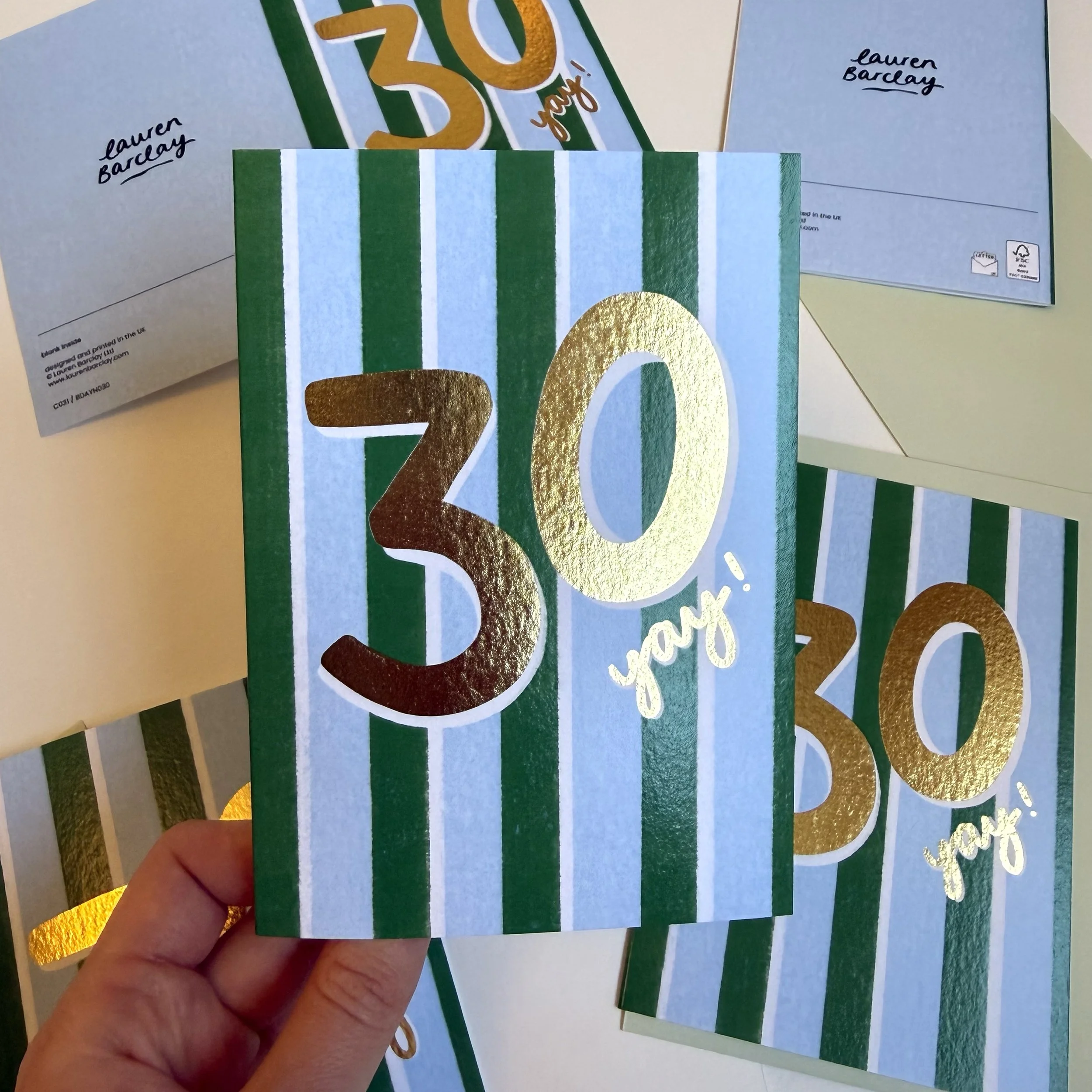 30th Birthday Card Stripe