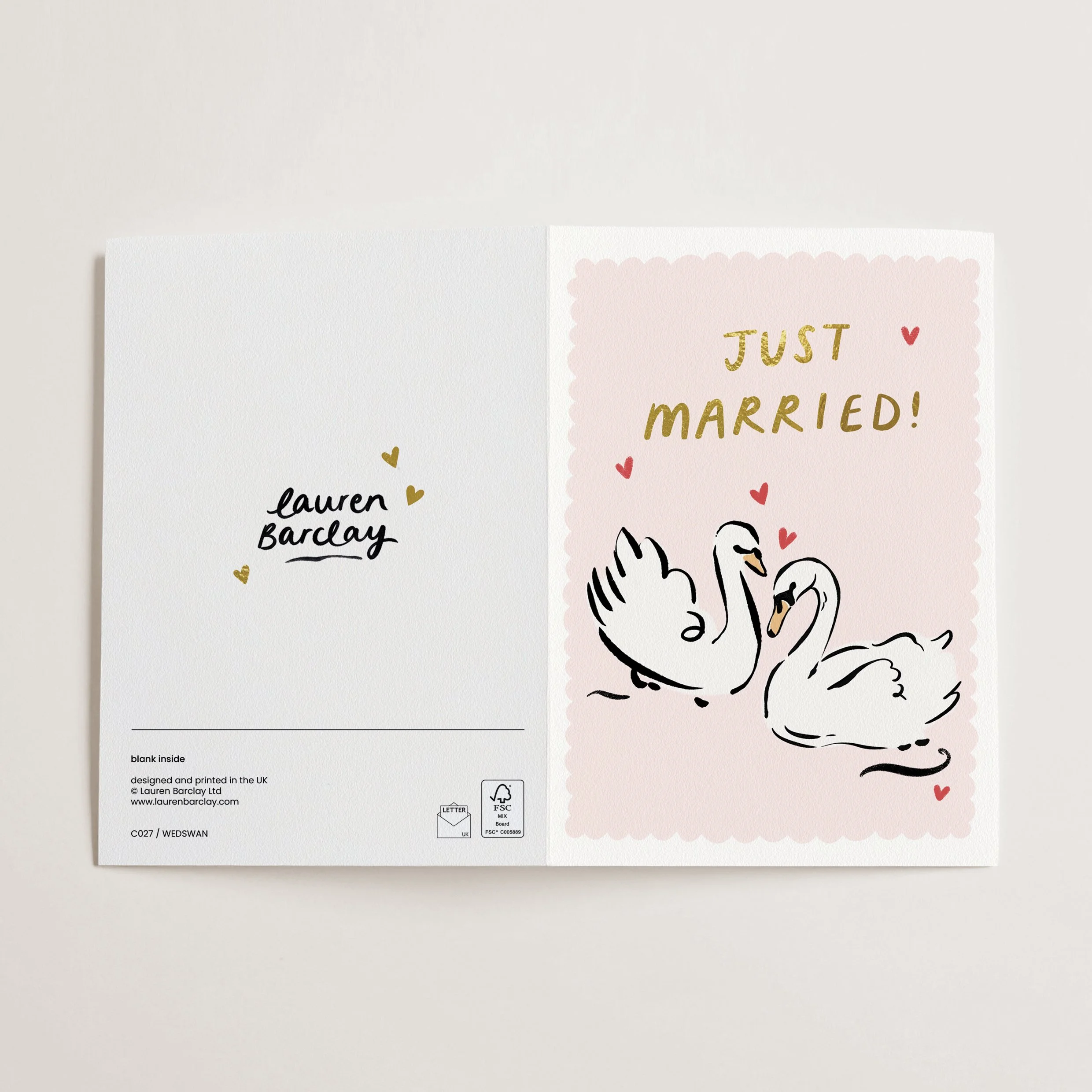 WEDDING CARD CUTE SWANS JUST MARRIED.jpg