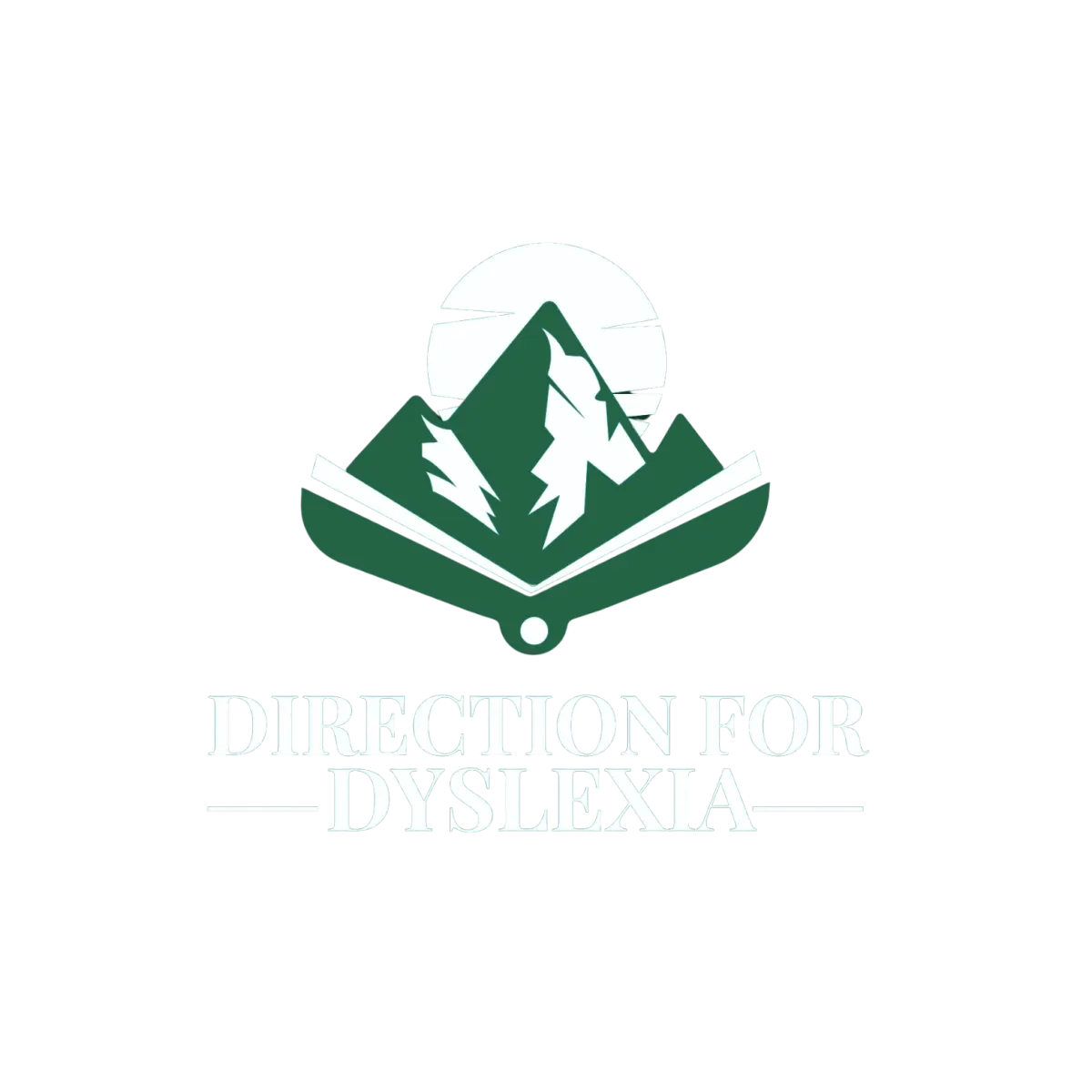 Logo with a mountain and sun illustration above the text 'DIRECTION FOR DYSLEXIA'.