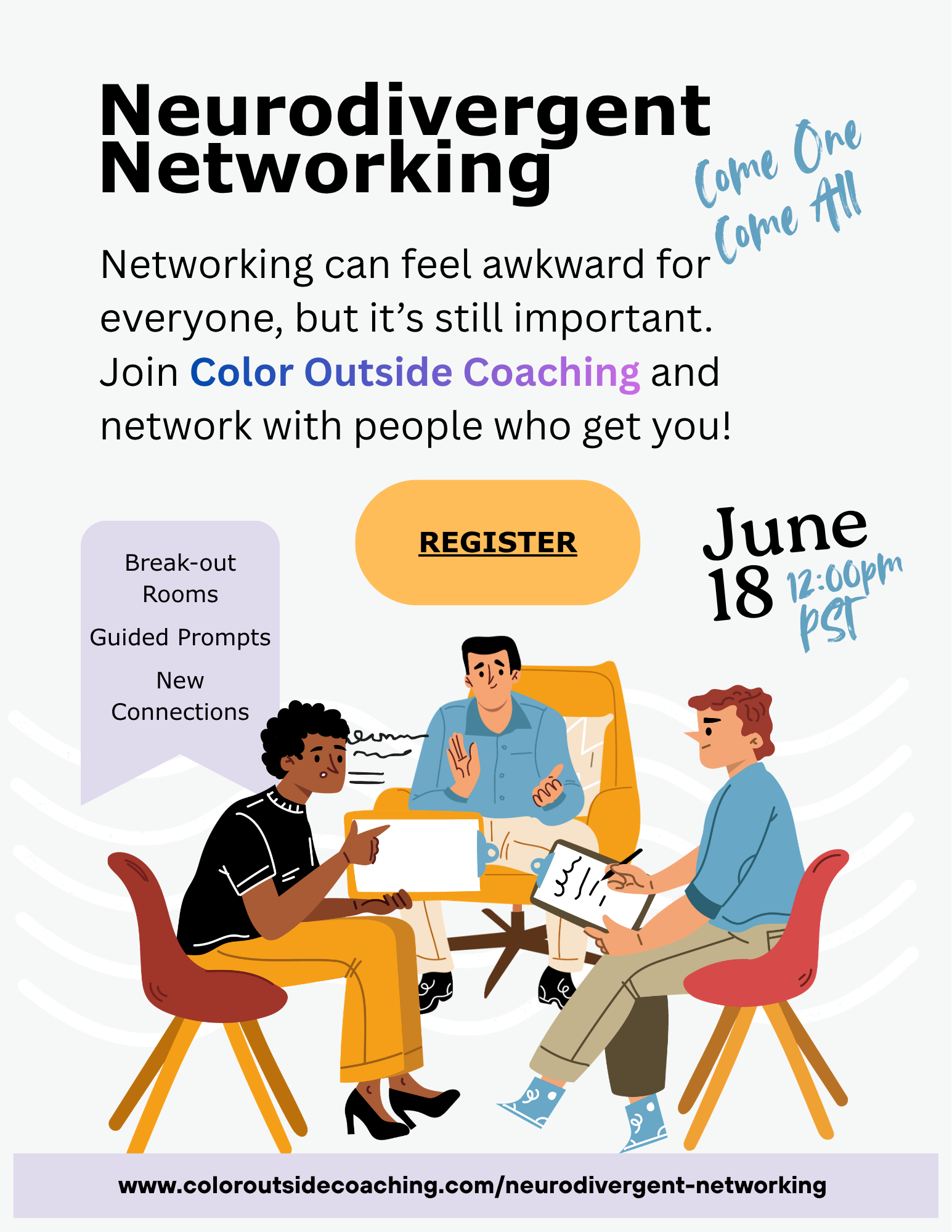 Join our neuro-inclusive networking event on June 18 at 12pm PST