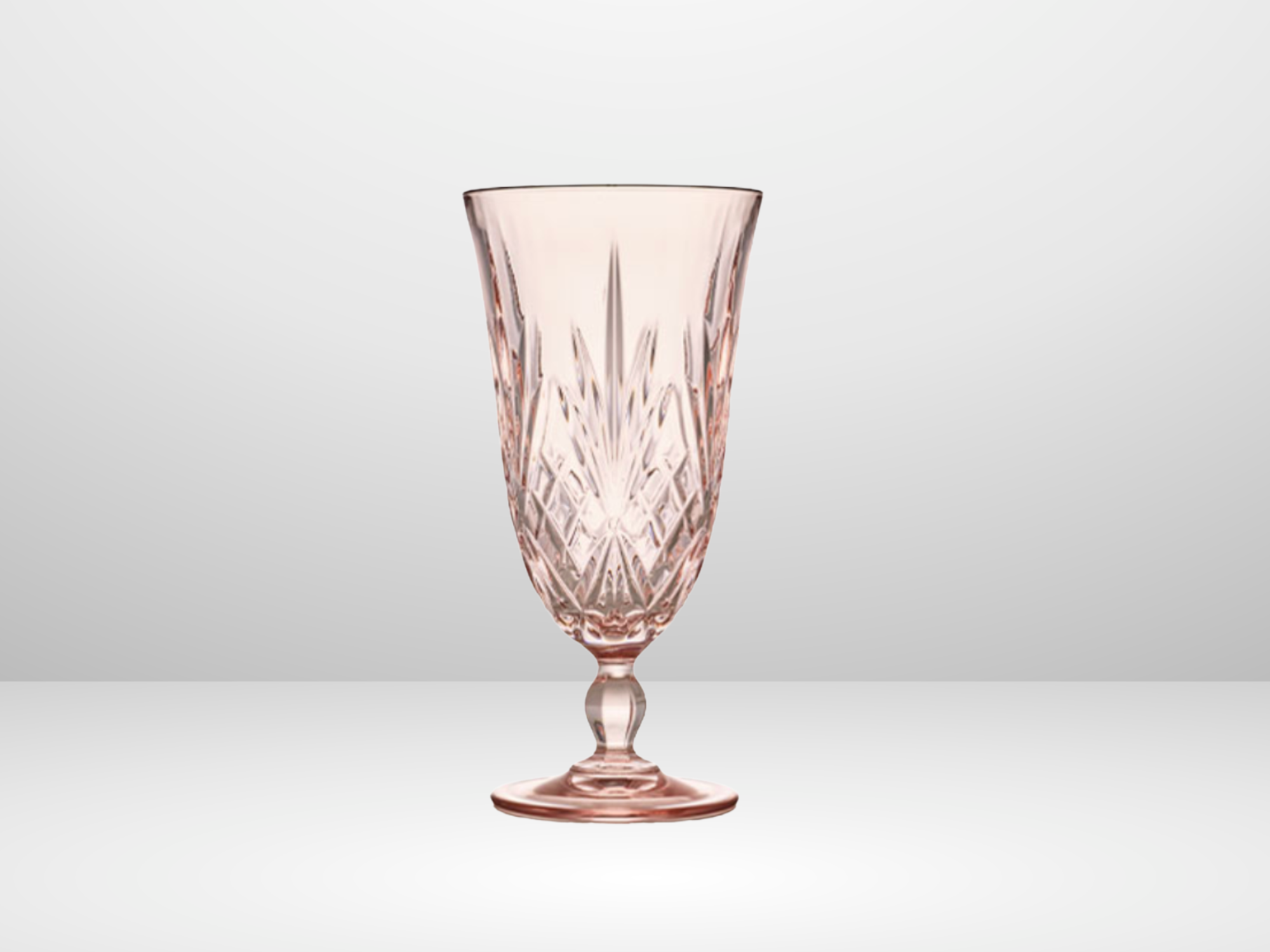 Pink water goblet with beautiful etched detailing