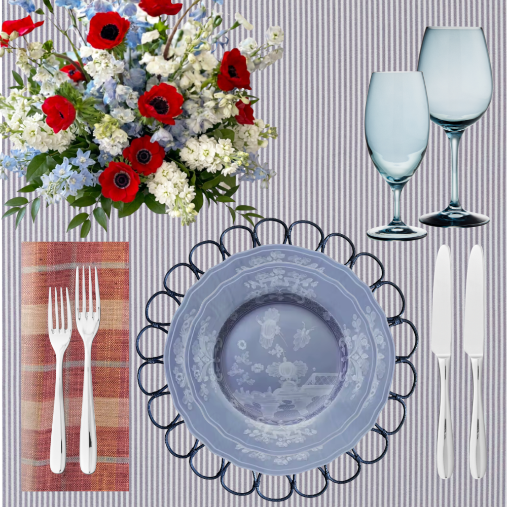 Americana Summer package features an upscale red, white and blue tablescape.