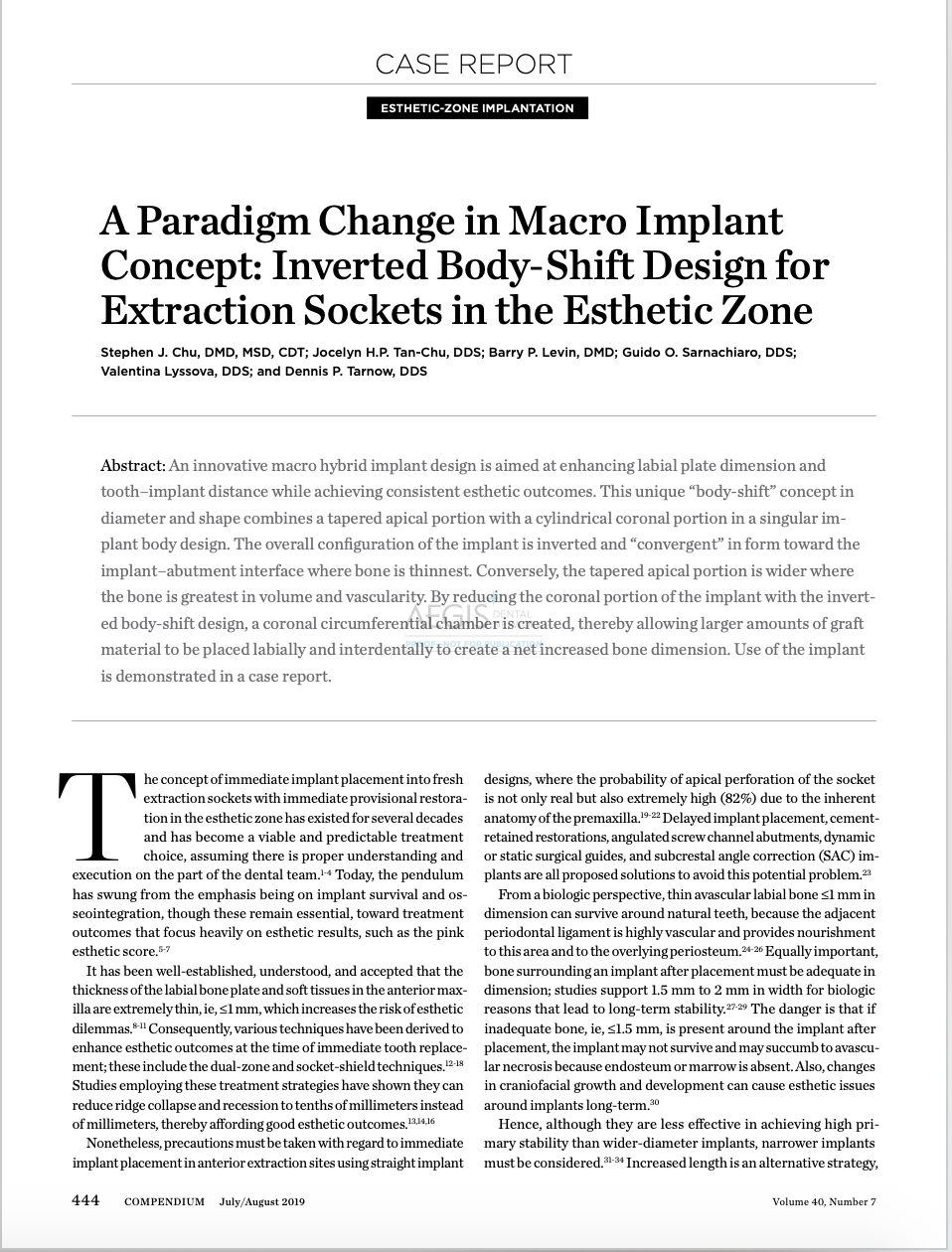 A Paradigm Change in Macro Implant Concept: Inverted Body-Shift Design for Extraction Sockets in the Esthetic Zone