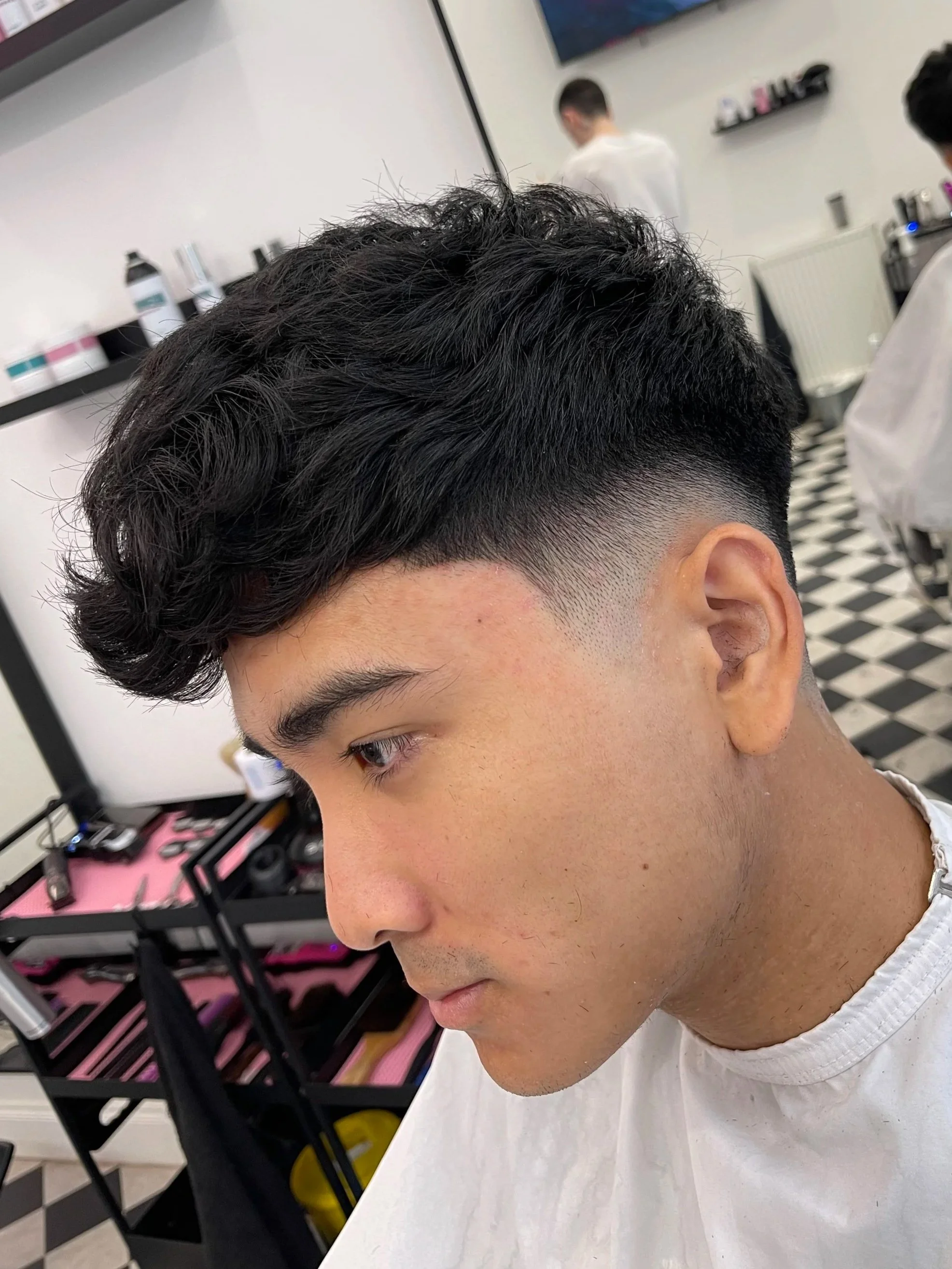 Sharp skin fade haircut at Connoisseurs Barbershop in Leith, Edinburgh
