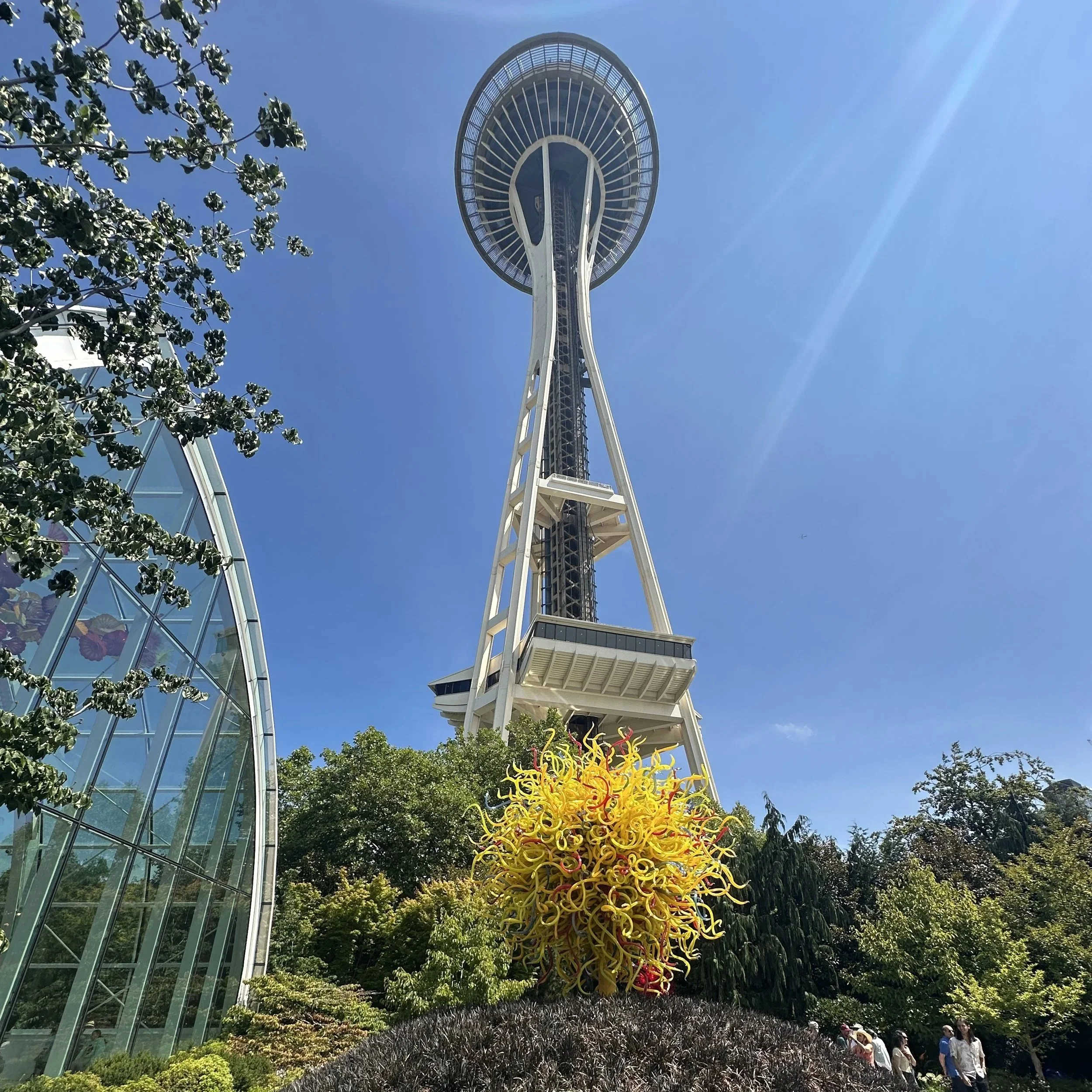 Viewing the Space Needle from Chihuly Garden.