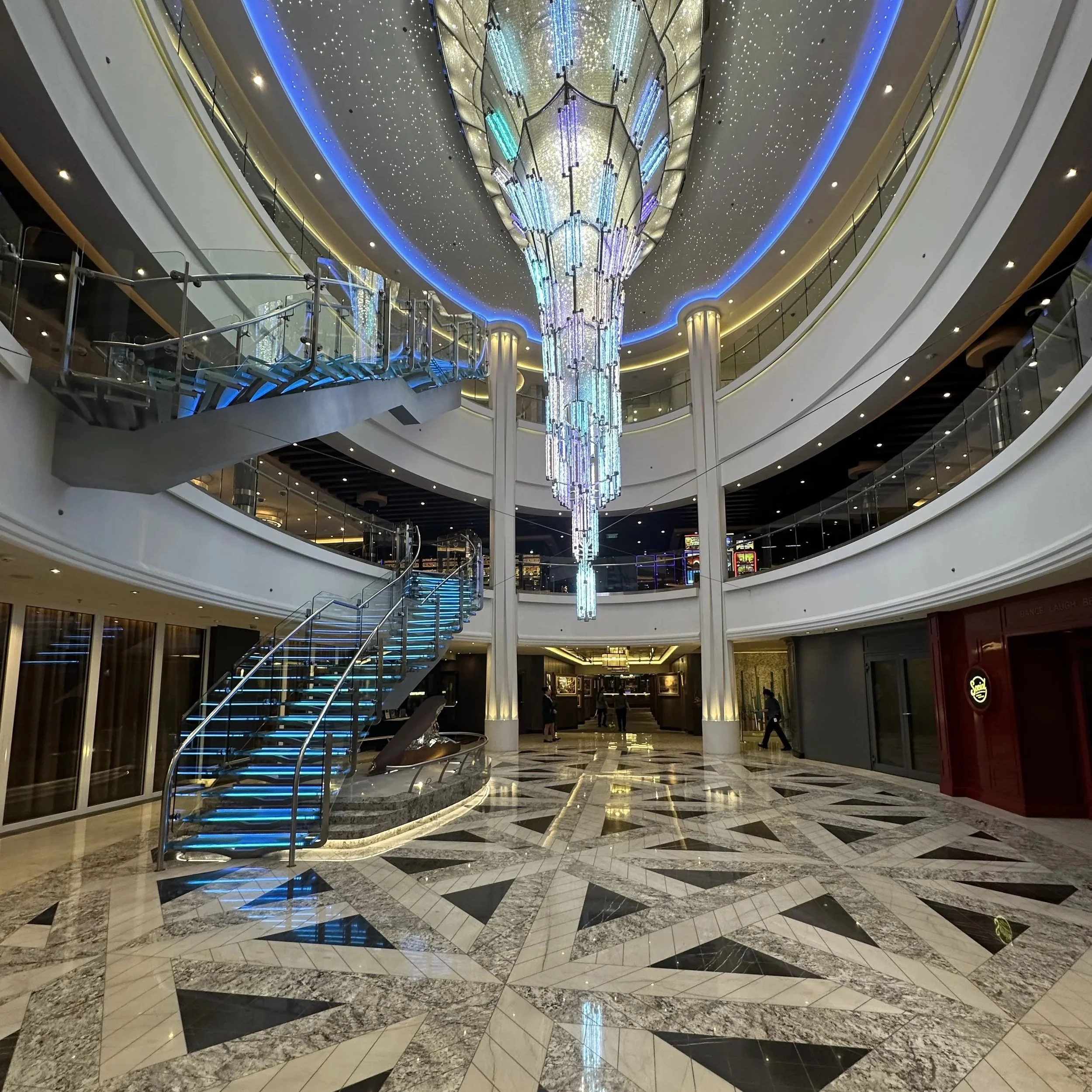The foyer aboard Norwegian Bliss.