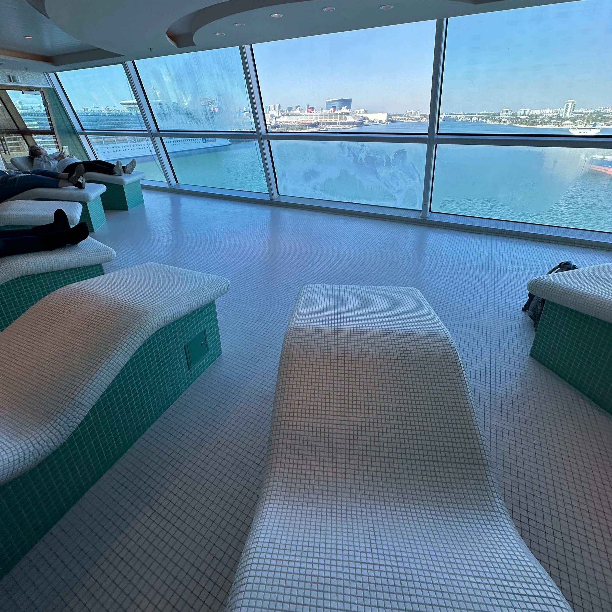 Heated loungers in the Persian Garden on board Celebrity Reflection