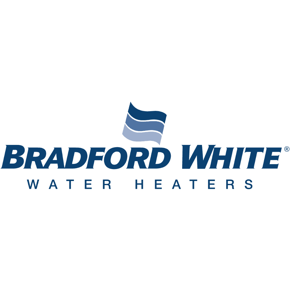 Bradford White Water Heaters logo with a blue and white flame symbol above the company name.
