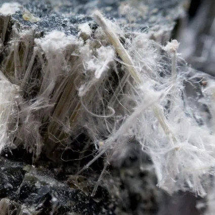 Close-up of asbestos fibers.