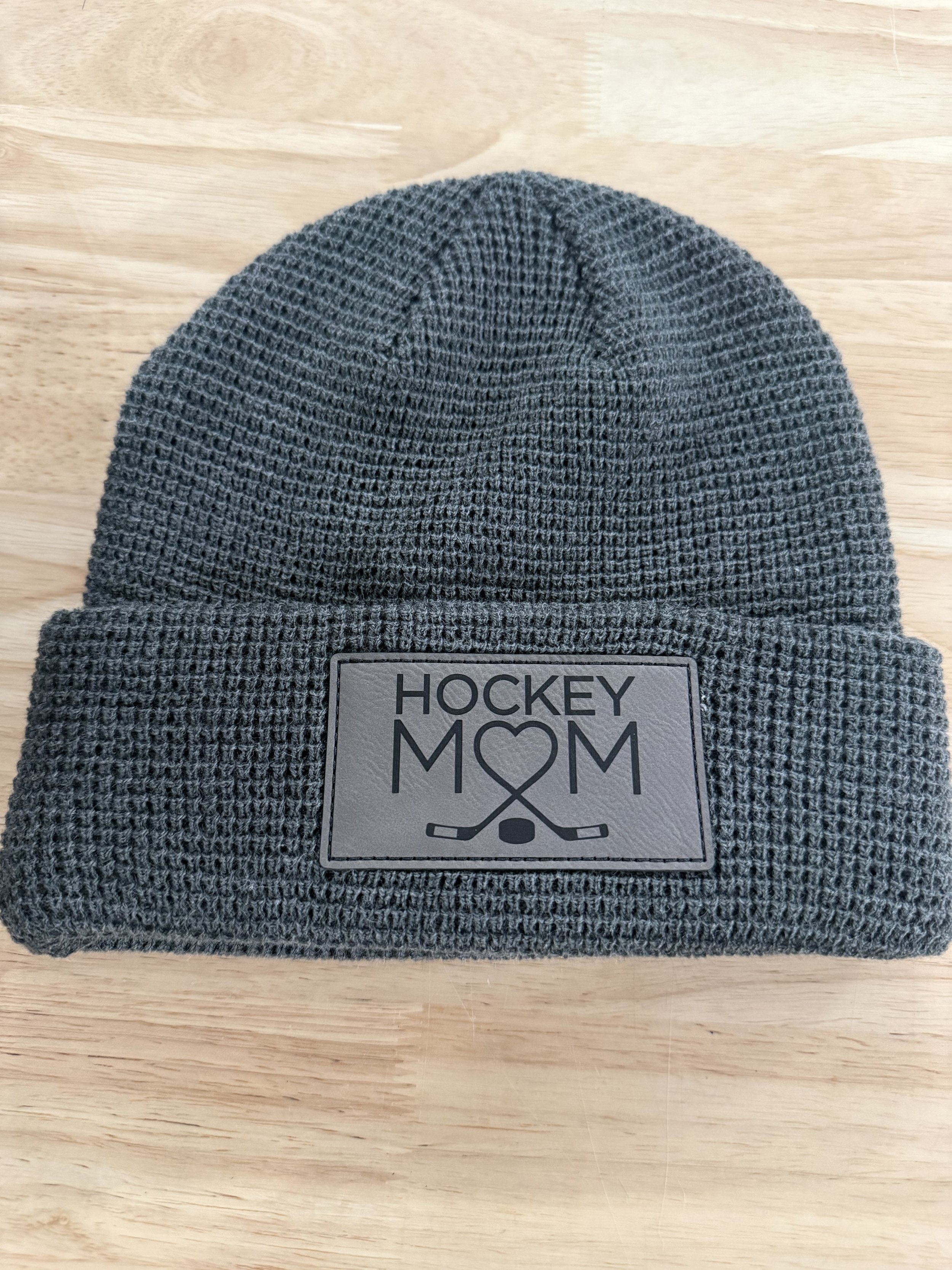 Hockey Mom Knit Beanie (Graphite)