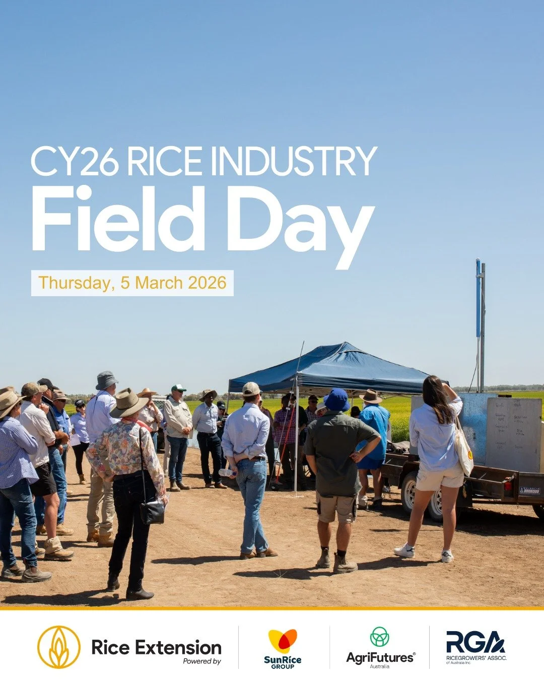 The Rice Industry Field Day is back for 2026 &mdash; and registrations are now open!

Join us on Thursday, 5 March 2026 at RRAPL, Jerilderie for a full day exploring the latest in rice RD&amp;E. From current‑season field trials to emerging technologi