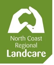 Green logo featuring a hand forming a heart shape with the text 'North Coast Regional Landcare' beneath it.