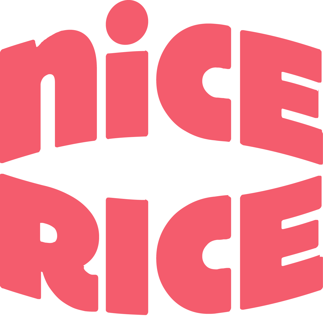 The word 'nice' written in bold, pink 3D block letters.