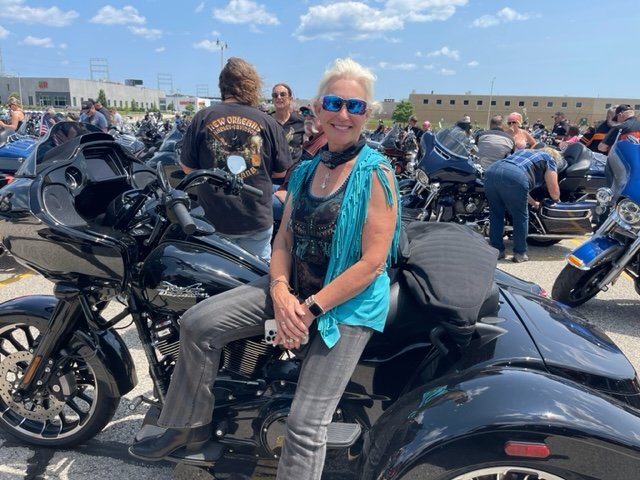 Bus 'n Biker member at the festival.