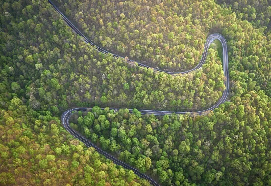 An aerial view of The Back of of the Dragon