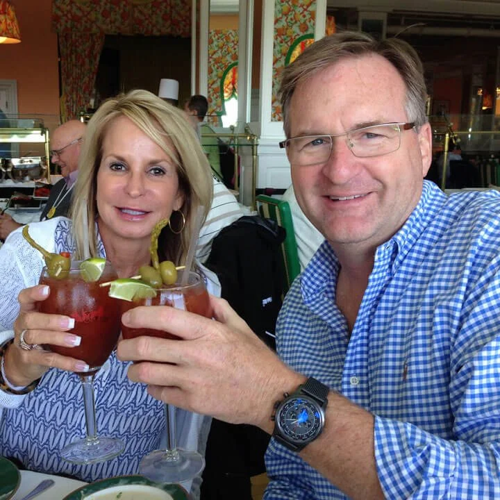Bus'n Bikers club members toasting with Bloody Mary cocktails.