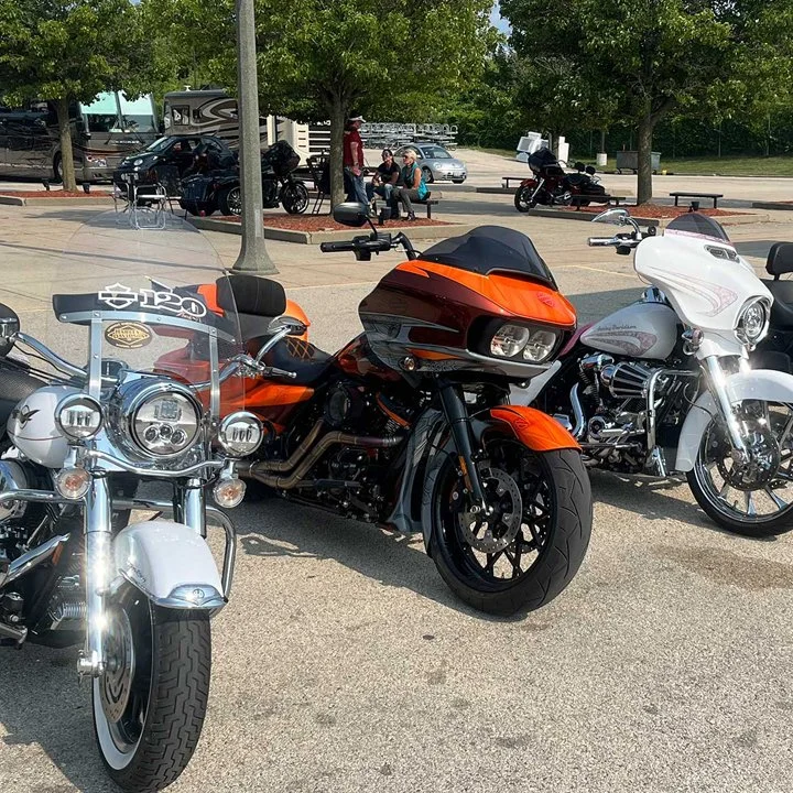 A row of bikes ready for the rally. 