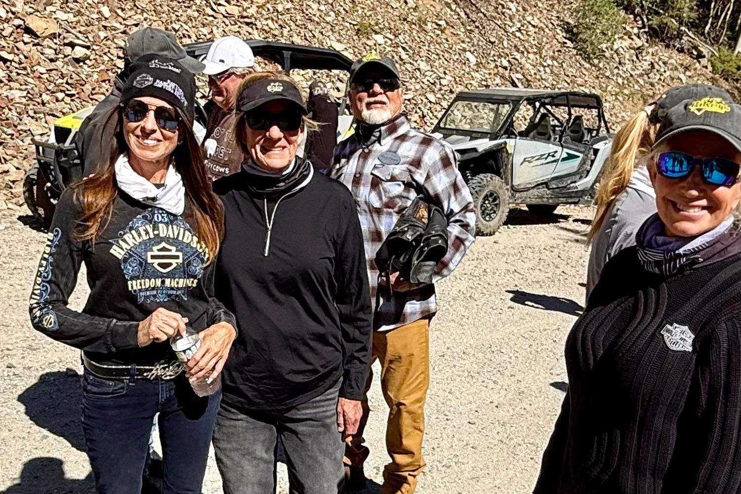 BnB members Jodi Schmidt, Diane Hood, and Rocky and Pamela Frazier at Whitmore Falls Scenic Overlook