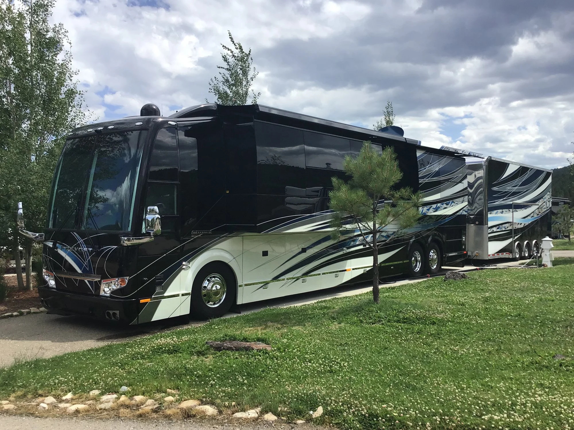 Prevost setup for RV luxury camping.