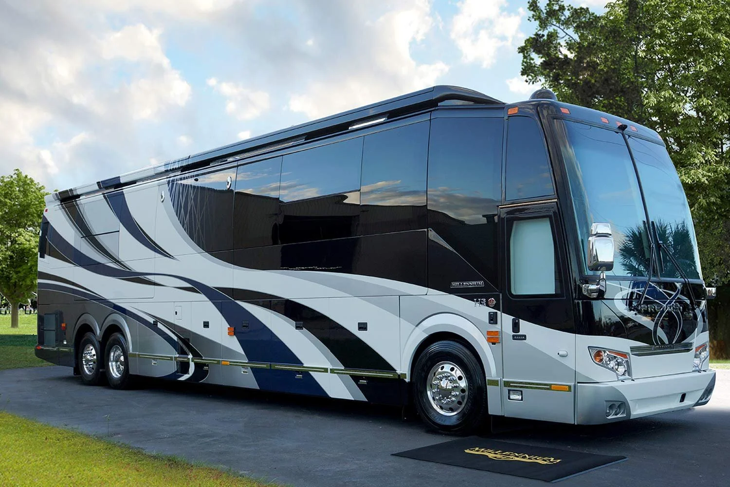 Millennium Luxury Coach with navy and black accents.