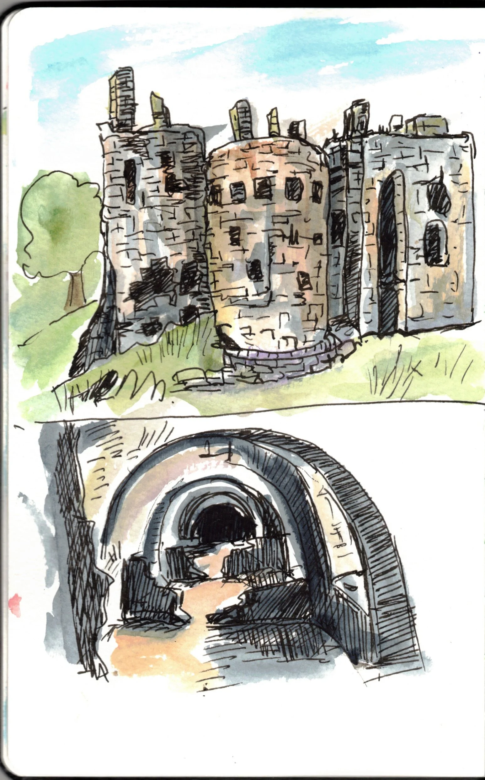 Dirleton castle and wine cellars, Scotland, UK