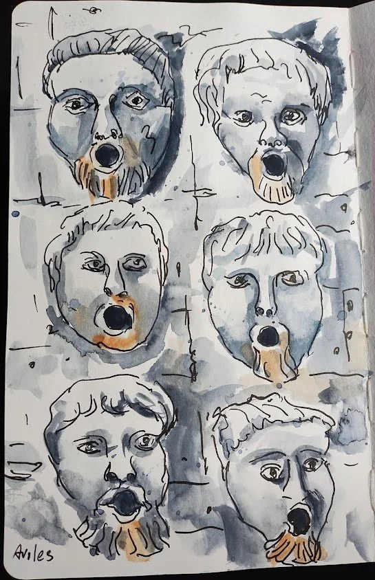 Fountain heads, Aviles, Asturias, Spain