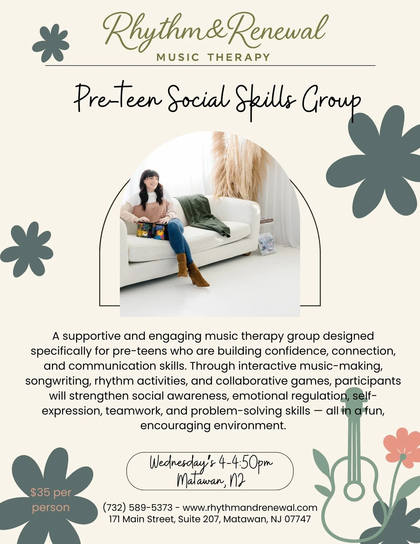 Pre-teen years can be exciting&hellip; and overwhelming. 💛

Our Music Therapy Social Skills Group is designed just for tweens to build confidence, communication, emotional regulation, and real-life peer connection &mdash; all through music.

Because
