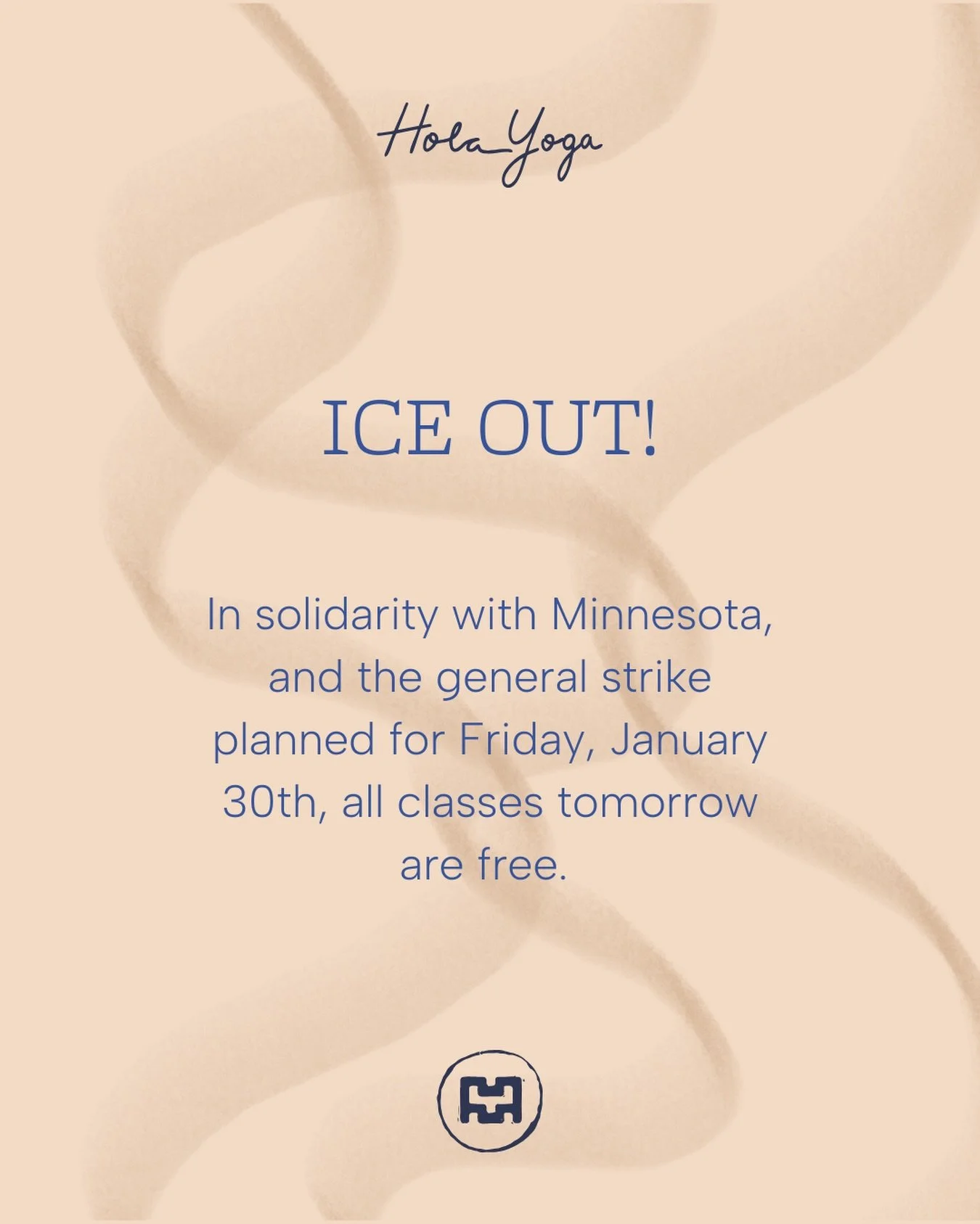 All of our classes tomorrow will be free, community classes. 

This studio is led by a proud daughter of immigrants and we stand ten toes down on our opposition to ICE. 

Gracias 💙